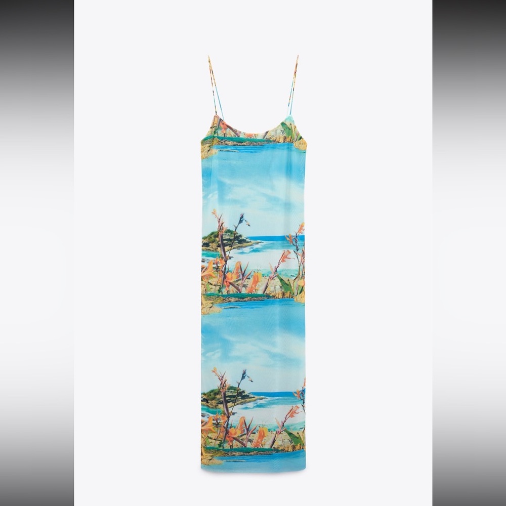 Zara Printed Tulle Dress-NEW- Small